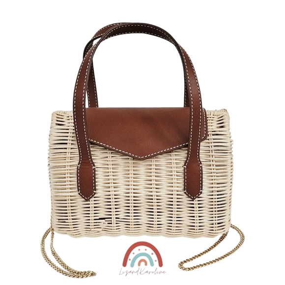 New! J. Crew Small Rattan Leather Top Handle Satchel Crossbody Bag NWT - Picture 5 of 16